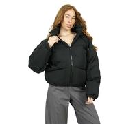 M1427 Women's girls Oversized Puffer Jacket, Hooded Winter Coat, Cropped Length with Pockets, Sizes 8-24, Black (UK, Numeric, 16, Regular, Regular, BLACK)