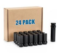 M14x2 Lug Nuts Black with Spline Tuner, JiiinMiiin Locking Aftermarket Wheel Nut XL 2 inch Length with 1 Socket Key, 60 Degree Conical/Cone Bulge Seat Closed End. 24PACK