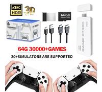M15 4K TV Game Stick, 64GB Built-in 30000+ Retro Games Console with Wireless Gamepads, Supports 20+ Simulators for HD TV Gaming 32GB