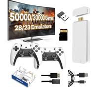 M15 Retro Game Stick,50000+ Video Games Retro Gaming Console,28 Emulator,4K HDMI Wireless Retro Game Console with Dual 2.4Ghz Wireless Controllers,Plug and Play Video Game Stick for TV (128G)