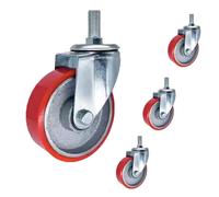 M16*100 Heavy Duty Swivel Caster Wheels, 4 Pack, 75/100/125mm, PU Industrial Rollers with Brake, 330kg Load Capacity, Perfect for Transport and Mobility
