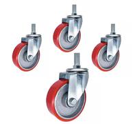 M16 Thread Industrial Wheels 75/100/125mm Quiet Casters with Brake 4-Pack Max Load 440kg (3 Inch) - Ideal for Smooth Transport and bili