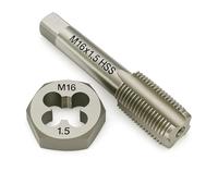 M16x1.5 Metric Tap and Die Set Right Hand HSS Tap & GCr15 Hex Die for Metal Thread Repair