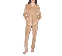 M17 Sleepdown Womens Ladies Velour Tracksuit 2 Piece Top And Bottom Joggers Soft Cosy Casual Work Out Loungwear Set (XL, Toffee Brown)