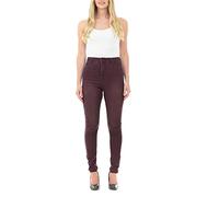 M17 Women Ladies High Waisted Denim Jeans Skinny Fit Casual Cotton Trousers Pants with Pockets (26, Berry)