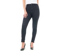 M17 Women's Ladies High Waisted Denim Jeans Skinny Fit Casual Cotton Trousers Pants with Pockets (16, Black)