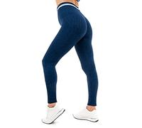 M17 Womens Ladies Leggings Leopard Print Seamless Stretchy Ruched Booty Sportswear Gym Workout Running Yoga Pants (L,Navy)
