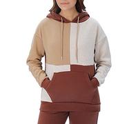 M17 Womens Ladies Plain Patchwork Hoodie Pullover Hoody Soft Casual Hooded Sweatshirt Top Long Sleeve Jacket Jumper (M, Toffee Brown)