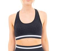 M17 Womens Ladies Sports Bra Leopard Print Seamless Removeable Pads Racerback Bras Stretchy Sportswear Gym Workout Running Yoga Top (XL, Black)