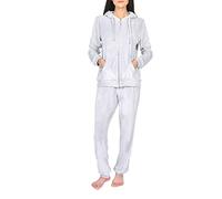 M17 Women's Sleepdown Ladies Velour Tracksuit 2 Piece Top and Joggers Soft Cosy, Grey, L