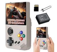M19 Retro Portable Game Console 64G, Video Emulator Console with Built in 20000+ Video Game 25 Emulator, EmuELEC System, 3.5 Inch LCD HD Screen, Support TV Output, Plug and Play Retro TV Games (Gray)