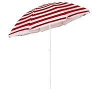 M1SS 1.8m Tilting Beach Brolly Parasol Round Umbrella Outdoor Sun Shade Shelter For Beach/Pool/Patio UV protection (Red/White)