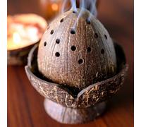 M1SS 1 x Eco Friendly Coconut Shell Dhoop Stand | Wooden Incense Holder Dhoop Stand | Wooden Incense Holder for Fragrance in Home, Office & Pooja Rooms - (Set of 1)