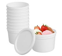 M1SS 10 Pack - Plastic Ice Cream Containers, 1L Round Small White Bucket with Lid - Reusable, Freezer safe Food Storage Containers, Ice Cream Tubs, for Home Kitchen Food Drinks Storage