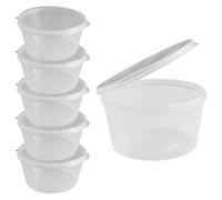 M1SS 100 PCS Clear Round Hinged Pots with Lids - 100 ml/3oz Deli Pots - Perfect for Takeaways, Restaurants - Chutney, Ketchup Container & Hinged Sauce Container