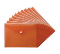 M1SS - 100 Pcs Orange Plastic Wallet A5 Document Wallet with Popper Transparent Plastic Envelope Folder for Office, School, Home [23x17 cm]