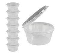 M1SS 100 PCS Sauce Pots with Lids, 50ml/2oz Hinged Sauce Cups, Round Food Container Pots Clear Deli Pot, Reusable Jelly Shot Cups, Plastic Leakproof Food Cups, Takeaways Containers for Chutney