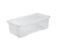 M1SS 110L Litre Clear Crystal Plastic Storage Box With Lid Home Office Stackable Nestable Container Made in U.K
