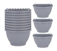 M1SS 12 Pack Etruscan Wall Planter Baskets Soft Grey - Recycled Plastic Wall Mounted Plant Pots, Lightweight Weather Resistant Hanging Garden Planters for Indoor Outdoor Fence Balcony Patio