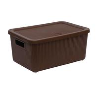 M1SS 14L Litre Large Storage Box With Lid and Handle Stackable Rib Box BPA Free Virgin Plastic Multipurpose Utility Box Perfect For Home, Kitchen and Office (Brown)