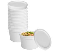 M1SS 2 Litre Plastic Food Container with Lid - Pack of 10 - BPA-Free, Freezer & Microwave Safe - Large White Tub for Batch Cooking, Takeaway Meals, Catering & Kitchen Storage