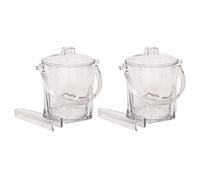 M1SS 2 x 1.5L Clear Plastic Ice Bucket with Lid, Handle & Non-Slip Tong - Crystal Ice Storage Tub for Keeping Ice Frozen Longer - Beer, Wine, Champagne & Ice Cream Cooler for Home, Bar, Party & Picnic