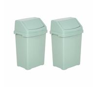 M1SS 2 x 25L Swing Bins with Lids Silver Sage Plastic Waste Bins