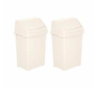 M1SS 2 x 25L Swing Bins with Lids Soft Cream Plastic Waste Bins
