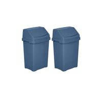 M1SS 2 x Small 8 Litre Swing Bins Midnight Navy Plastic Waste Bins with Lid