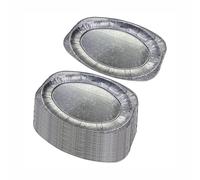 M1SS 20 Pack Disposable Aluminium Foil Serving Platters 17 Inch - Large Oval Catering Buffet Trays for Parties, Sandwiches, BBQs, Bakery Display & Event Food Presentation