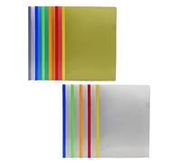 M1SS 20 Pcs A4 Clip Bar File Slide Binder Side Bound Clipbar Folder, Plastic File Folder Document Classification Best for Presentations & Projects Office School (10 Pcs- Assorted / 10 Pcs- Clear)