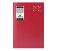 M1SS 2026 A4 Day-to-Page Diary, Hardcover Daily Planner with Ribbon Marker, Full Pages for Saturday & Sunday & Yearly Overview - Ideal for Office, Home, Appointments & Business (Red)