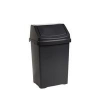 M1SS 25 Litre Black Plastic Swing Bin with Removable swing top lid Removable swing top lid, durable plastic, compact bin for kitchen, bathroom, bedroom, office, utility room and recycling.