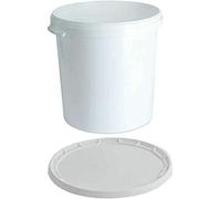 M1SS 25 Litre hardwearing white Plastic Bucket with Resealable Tamper Evident white Lid ideal For storage of water, food, animals food and mixing soil, cement, paint, plaster, or other materials