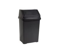 M1SS 25 Litre Swing Bin with Swing Top Lid, Black Plastic Waste Bin, Rubbish Bin for Kitchen, Bathroom, Bedroom, Office, Utility Room & Home