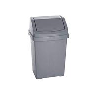 M1SS 25 Litre Swing Bin with Swing Top Lid, Silver Plastic Waste Bin, Rubbish Bin for Kitchen, Bathroom, Bedroom, Office, Utility Room & Home