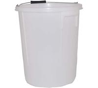 M1SS 25 Litre White sturdy Plastic Bucket With Metal Handle And Measuring Guide Inside for store water and food, Multipurpose storage bucket ideal for plastering, mixing cement, gardening
