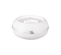 M1SS 2500ml Insulated Casserole Dish 2.5 Litre with Lid Large White Insulated Soup/Salad Serving Dish - Double Wall, Stainless Steel, BPA-Free, with Locking Lid & Chrome Finish Gift Set for Christmas