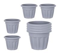 M1SS 25cm Round Upcycle Grey - 4.5L Litre Plastic Planter with Drainage Hole, Garden Plant Pot, Indoor/Outdoor, Made in UK- Pack of 8