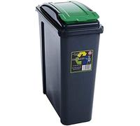 M1SS 25L, 50L Litre Plastic Indoor, Outdoor Recycle Recycling Waste Bin, Slimline Bin with Lid for in the Home/Kitchen - Made in UK (Green, 25L)