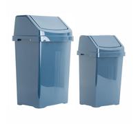 M1SS 25L & 50L Swing Bin Set, Durable Lightweight Plastic Dustbins with Swing Lid, Rubbish & Recycling Waste Bins for Kitchen, Bathroom, Office, Garden Indoor Outdoor Use - Midnight Navy