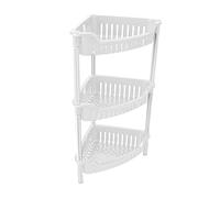 M1SS 3 Tier Corner Shelf Bathroom Rack Strong Plastic Shower Caddy Kitchen Storage Unit Storage Rack Plant Standing Unit Shampoo Shower Gel Books Shelf Bedroom Living Room Home Interior Decor (White)
