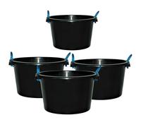 M1SS 3 X 70L Rope bucket With 1 x 45L Rope Bucket Heavy Duty Plasterer Cement Mixing Muck Water TUB Storage Bucket with Rope Handle Construction Bucket for Indoor and Outdoor Black - Made In UK
