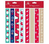 M1SS 400 Printed Creative Christmas Paper Chains Self Stick Retro Paper Chains Garland Xmas Printed Foil Perfect for Christmas Party Decoration, Home Crafting, Arts & Crafts Random (5 Packs)