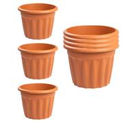 M1SS 40cm Terracotta Plastic Planter 20L Lightweight, Weather-Resistant with Drainage Hole Round Pot for Indoor/Outdoor Use, Perfect for Herbs, Flowers, and Garden Plants in Home, Office (Set of 7)