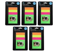 M1SS 5 Packs of Static Notes - 50 Sheets per Pad - Double-Sided - Reusable Memo Pads - 4 Bright Neon Colours - Static Not Sticky - Clings to Most Surfaces - Office, School, Home