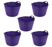 M1SS 5 x 75L Litre Robust Versatile Multipurpose Extra Large Flexi Tub Garden Home Flexible Plastic Storage Container Bucket Flex Tub- MADE IN UK (Purple)