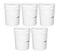 M1SS 5 x White Bucket With Airtight, Leak-Proof, Tamper Evident Lid & Metal Handle, Plastic Builders Buckets For Painting, Construction & Plastering (20L Bucket with Lid & Handle)