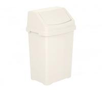 M1SS 50 Litre Swing Bin with Swing Top Lid, Soft Cream Plastic Waste Bin, Rubbish Bin for Kitchen, Bathroom, Bedroom, Office, Utility Room & Home