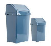 M1SS [50L + 8L Combo of 2 Navy Blue Plastic Swing Bin with removable swing lid, lightweight, easy to maintain hygiene, Waste Recycle Dustbins suitable for household, kitchen, bathroom